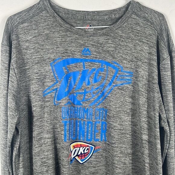 🏀 OKLAHOMA CITY THUNDER NBA Polyester Pullover Long Sleeve Dri-Fit T-Shirt Sz L - Picture 2 of 7